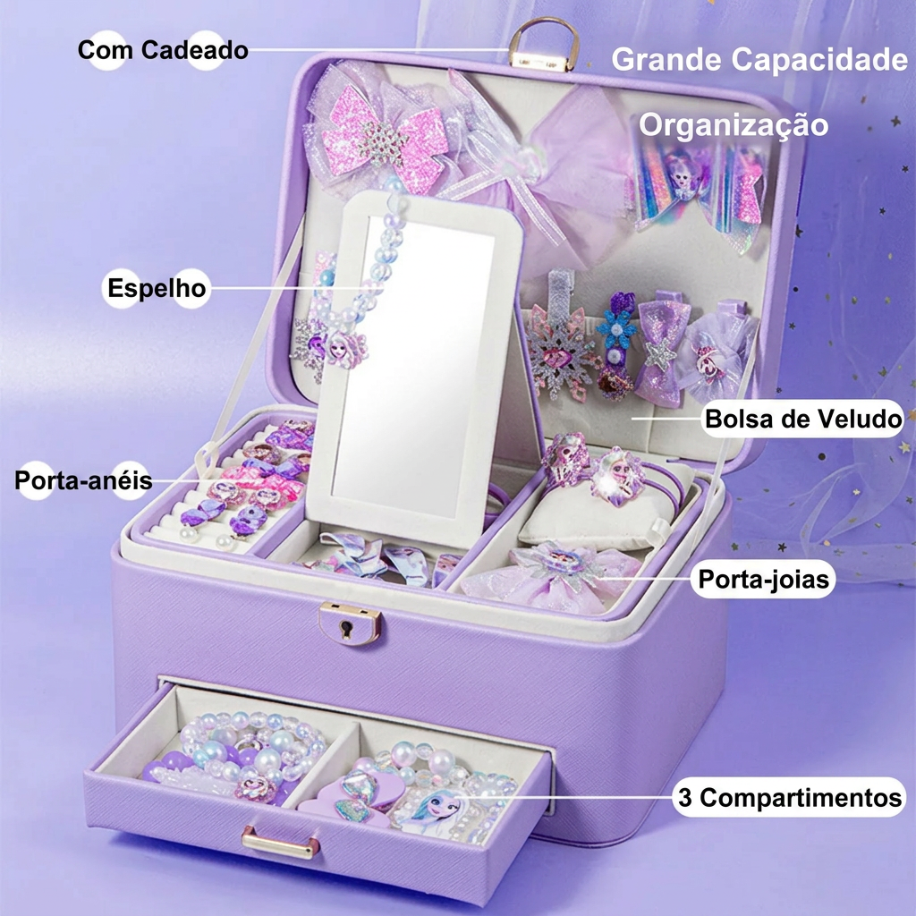 Porta-Joias Infantil Disney Elsa Princess Para Meninas - imagem 4