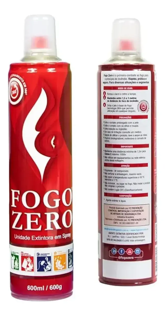 Fogo Zero Spray Portátil 600 Ml Combate Toda Classes De Fogo - imagem 2