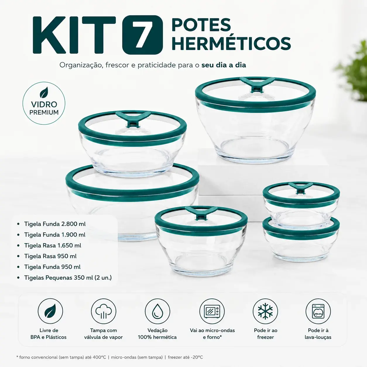 FrostGlass™ – Potes Herméticos de Vidro 7 Peças