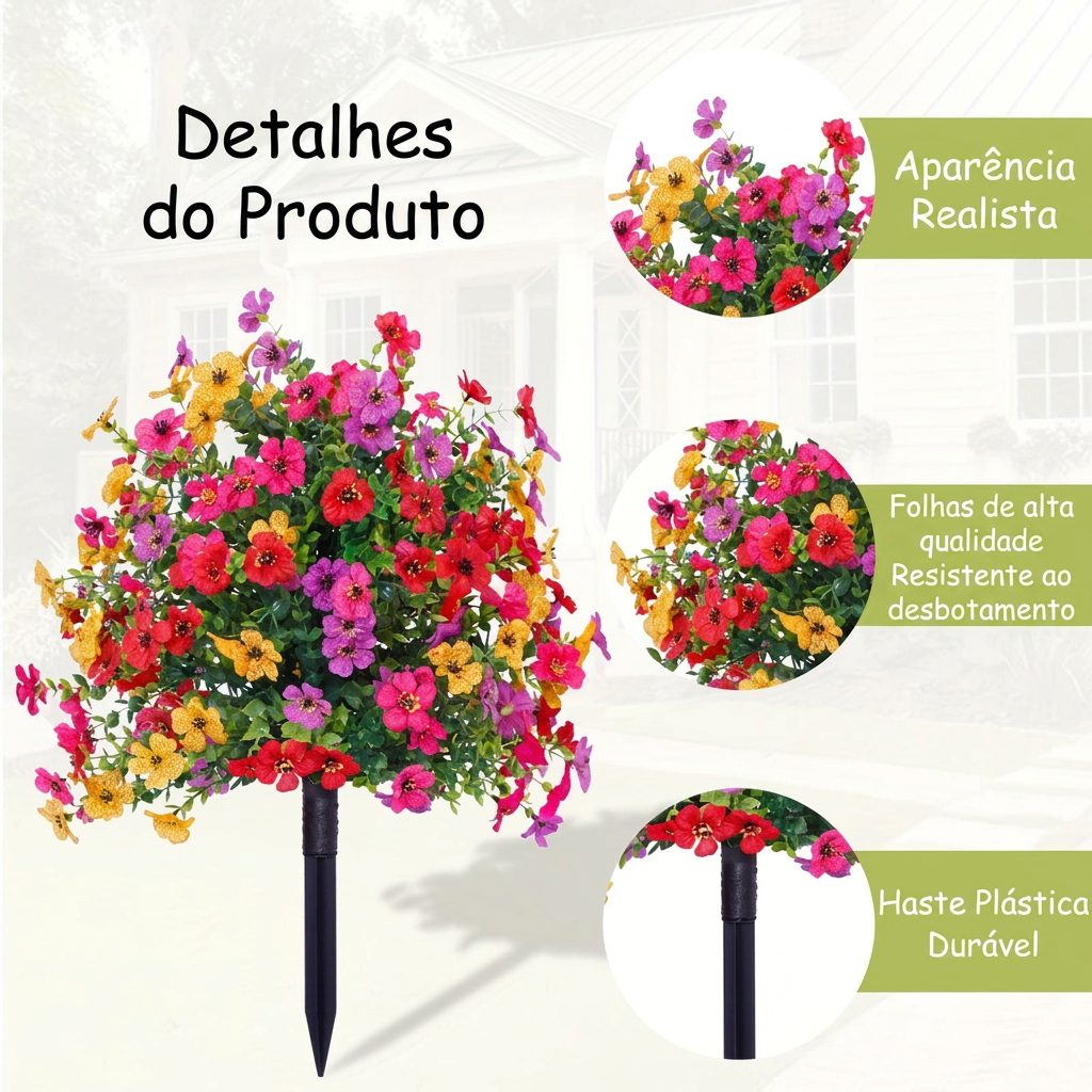 Buquê Artificial de Eucalipto e Violeta com Estaca para Jardim - imagem 4