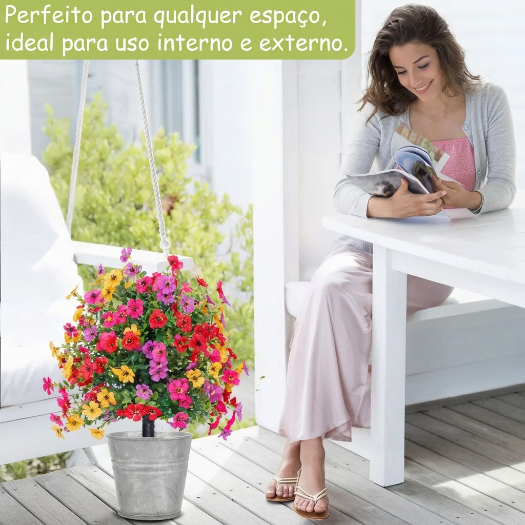 Buquê Artificial de Eucalipto e Violeta com Estaca para Jardim - imagem 5